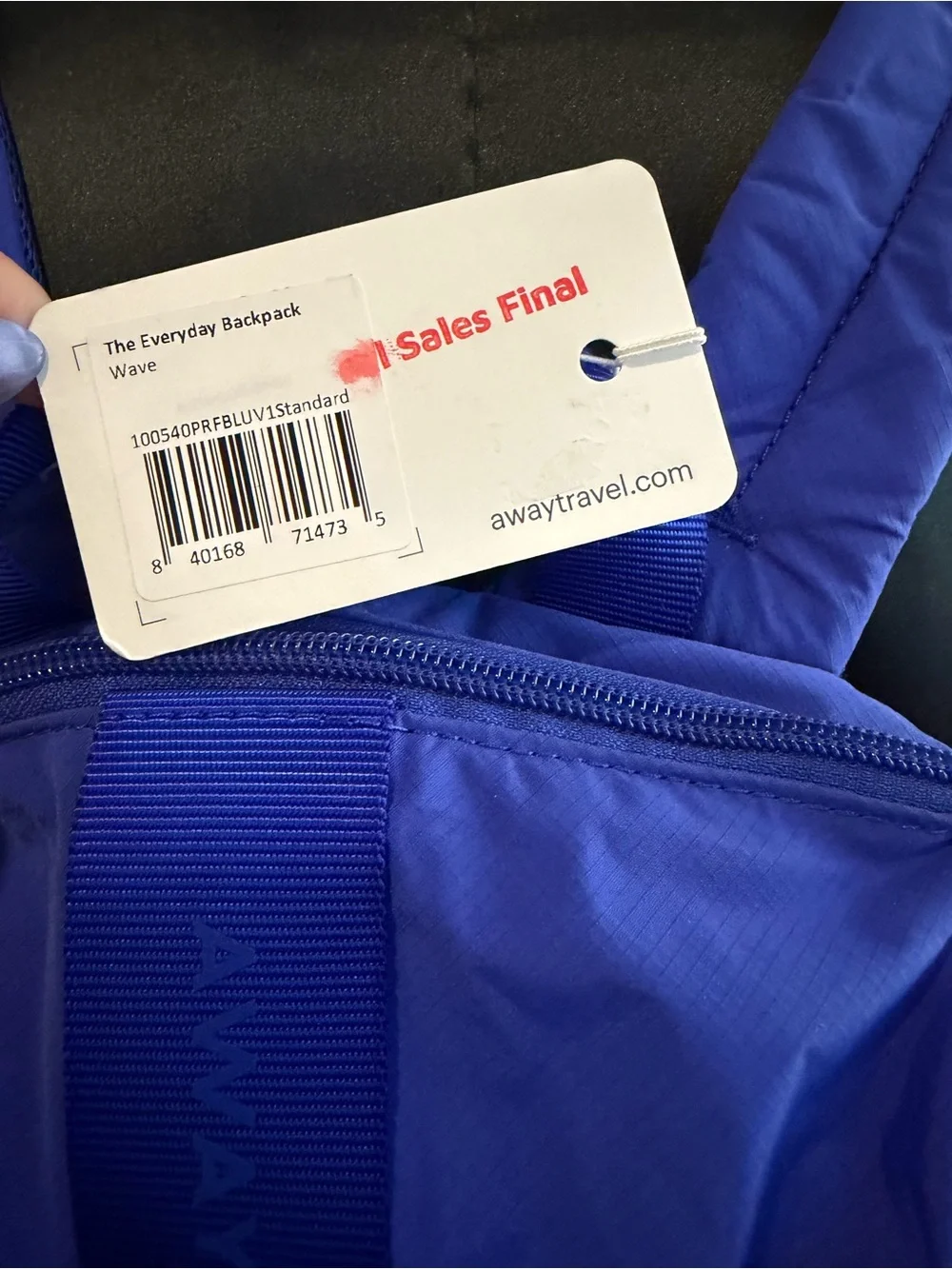 New Away Travel Everyday Backpack Wave royal blue $98 lightweight packable NWT